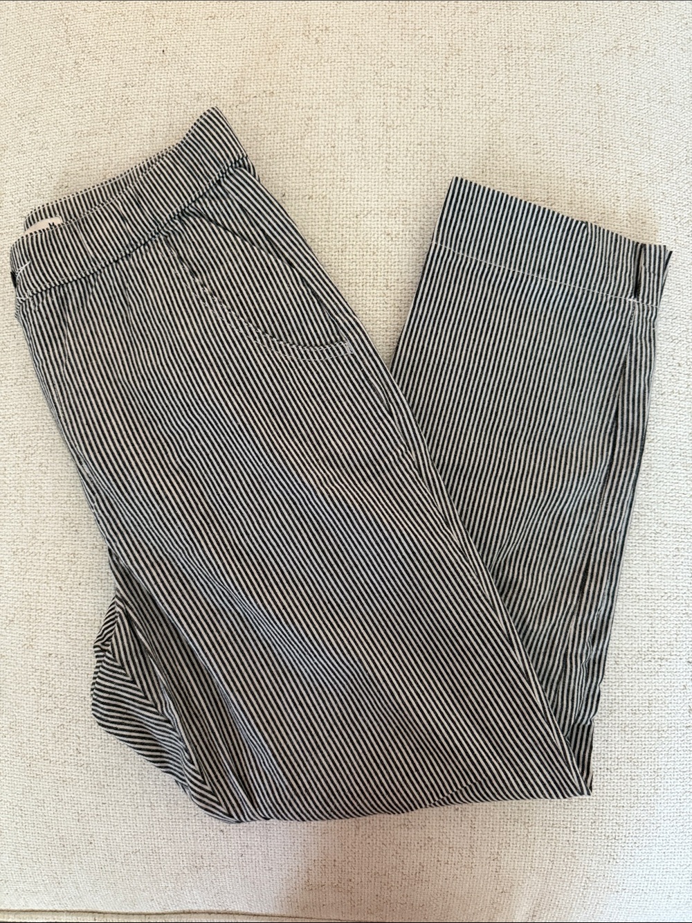 Black & White Pinstripe pants- Casual Elastic Waist